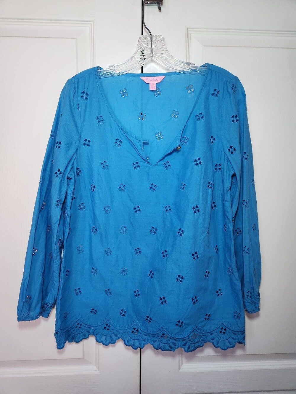 Lilly Pulitzer Blue Eyelet Peasant Top - Women